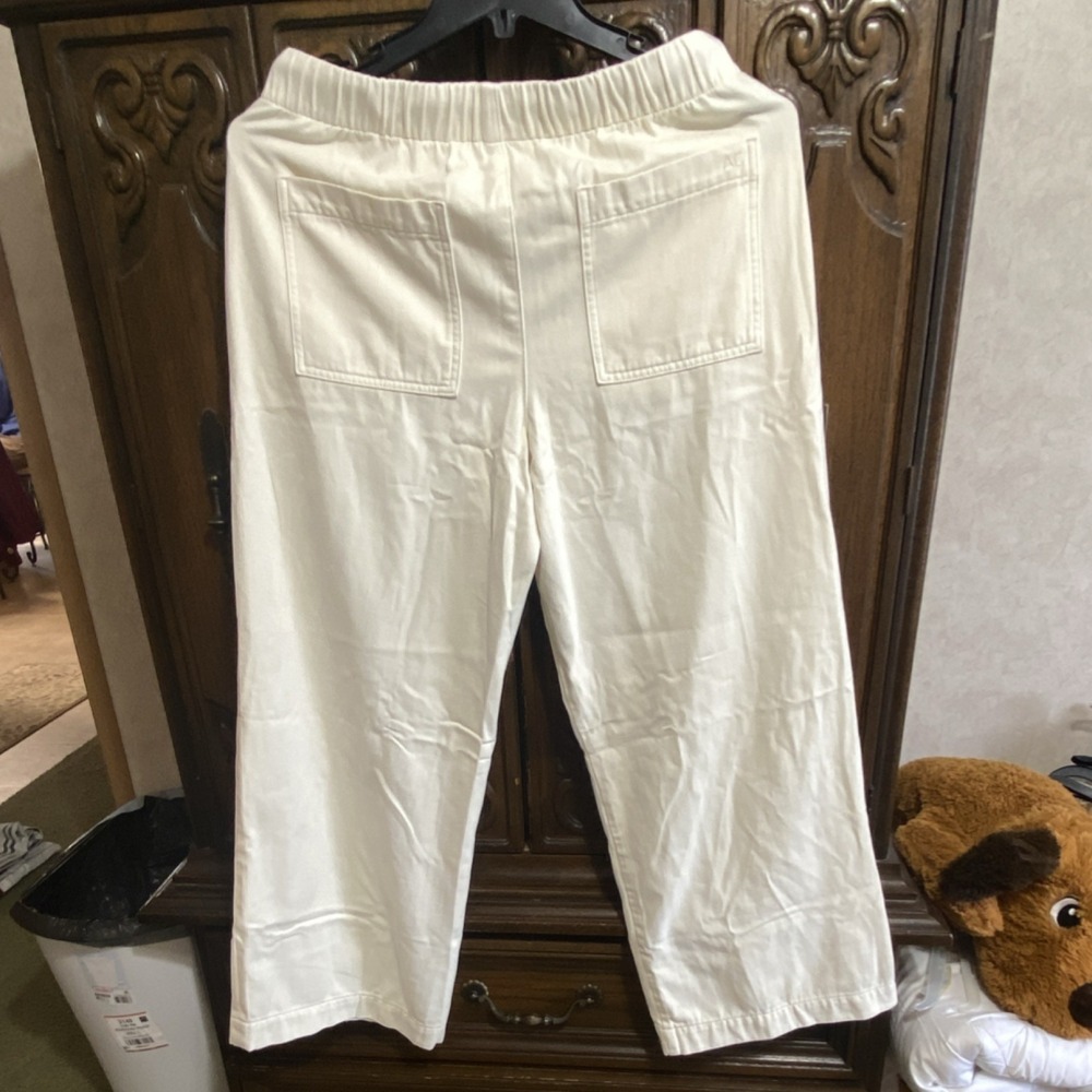 AE cozy, dreamy, drape, low rise, ultra wide leg, jean - Ivory Size S NWT - Picture 10 of 11